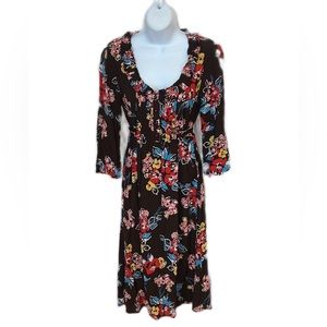 Boden Tie Back Floral Midi Tea Dress, size UK 12R  US 8R